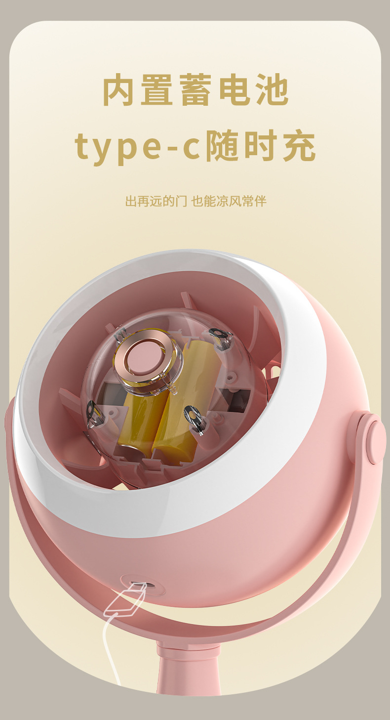 2024新款涡轮夜灯小风扇家用卧室落地桌面台式大风力户外露营详情7