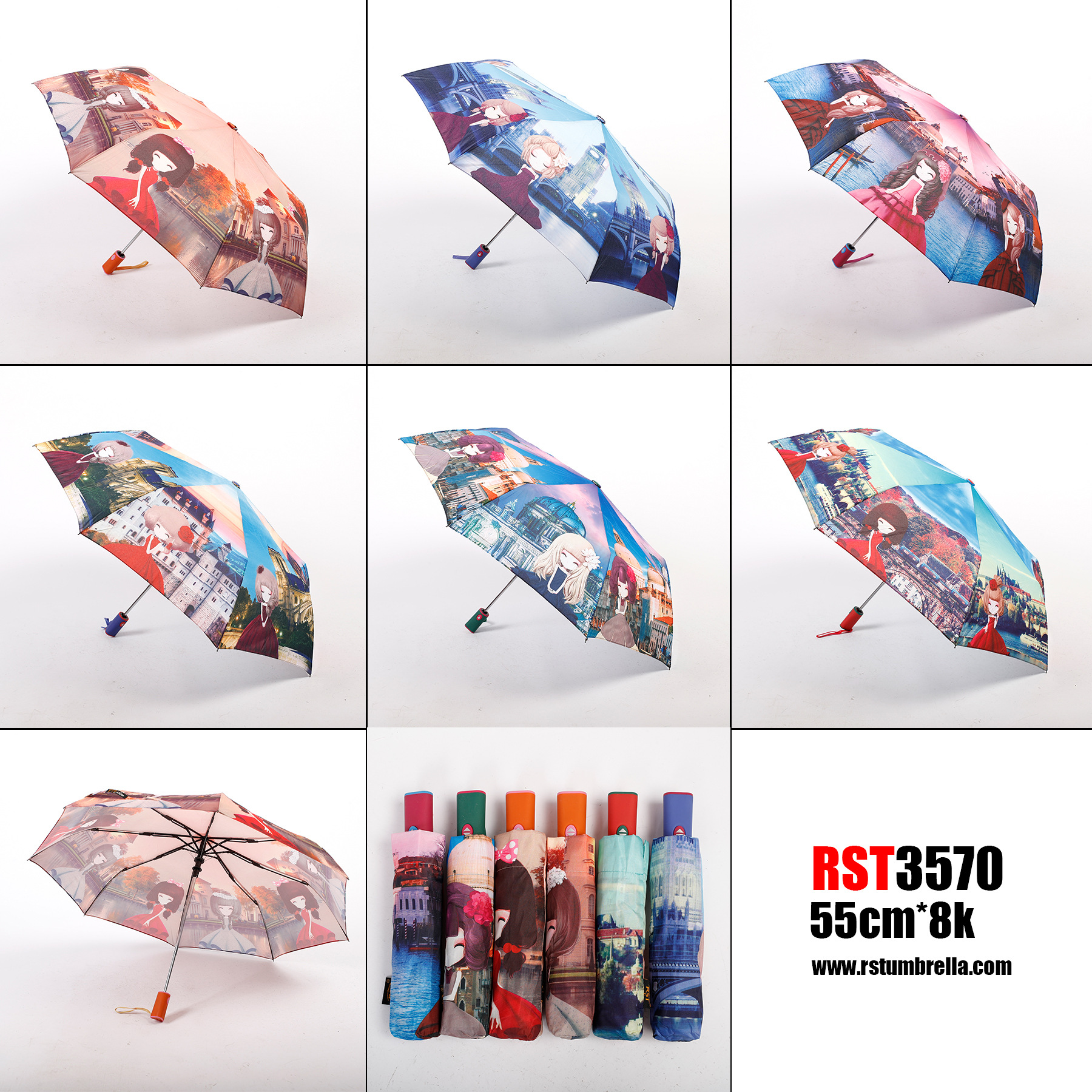 【外贸】新款三折自开收碰击布雨伞55cm21吋8K自动雨伞 umbrella详情38