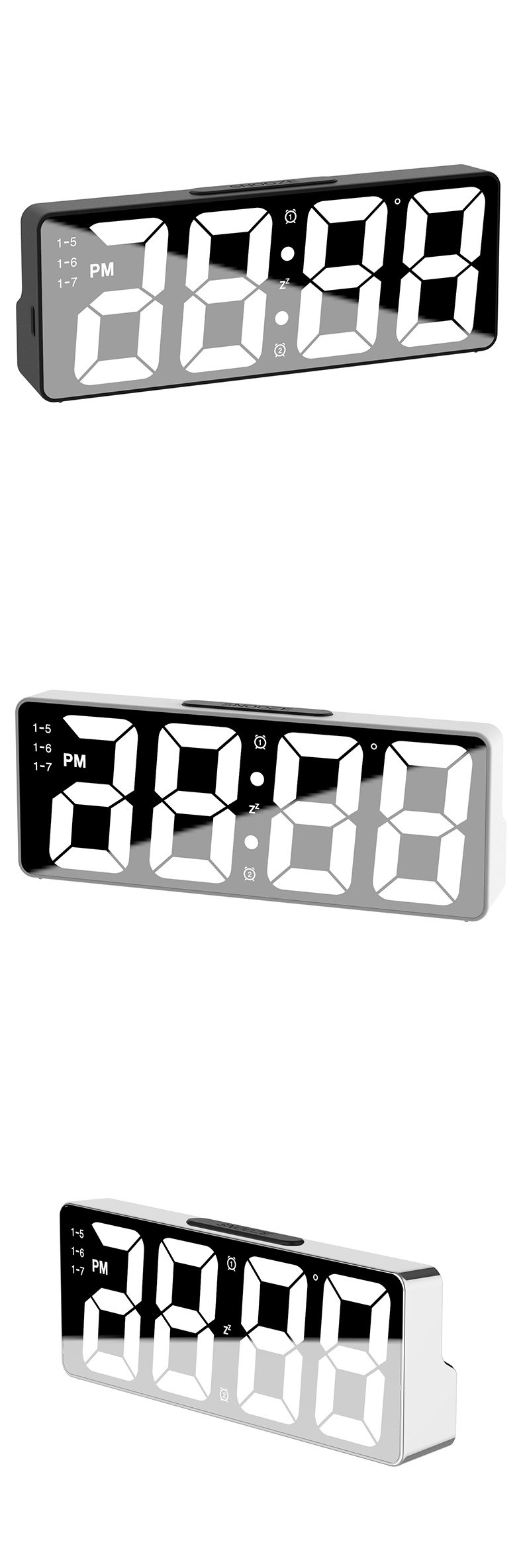 夜光镜面时钟ins桌面钟表时间表摆台式摆件led数字显示器电子闹钟详情15