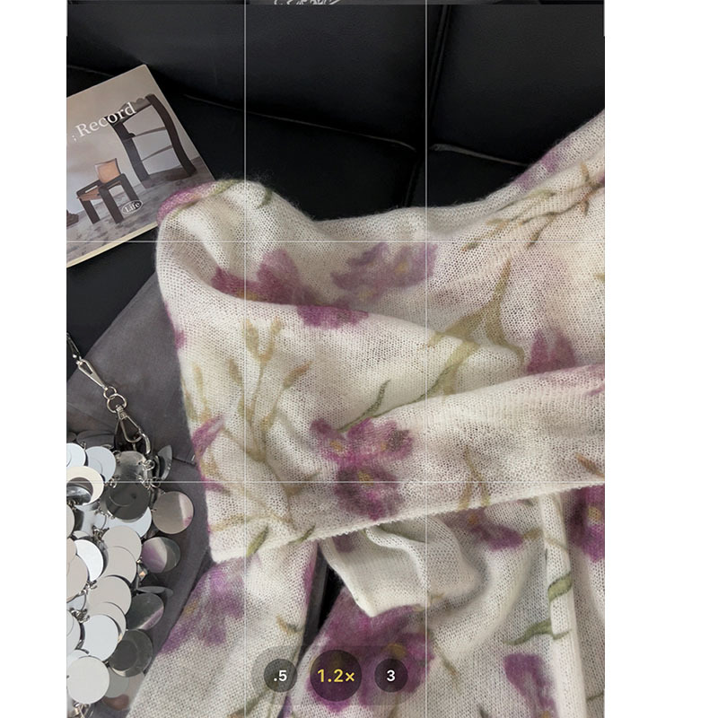 One-shoulder printed knitted sweater for women, French style, sweet and spicy spring new soft, off-the-shoulder, versatile base layer pic 1