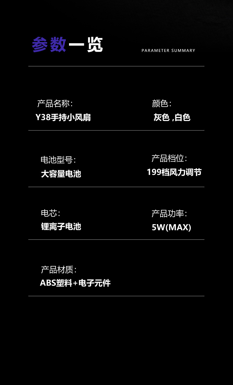 The new cross-border 199-level digital display USB small fan is foldable and desktop, with a turbine and strong wind force. It is fashionable and portable pic 12