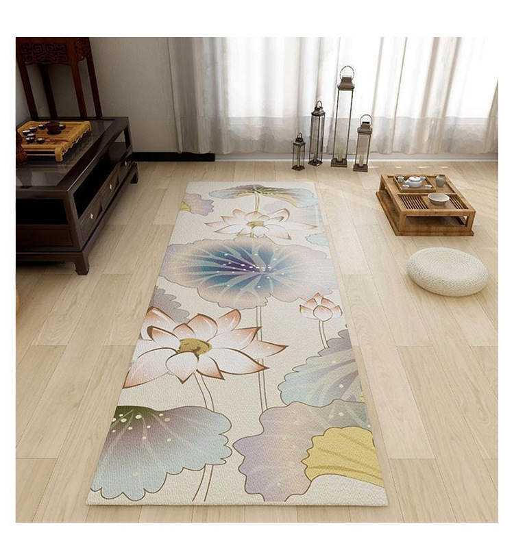 Modern Chinese-style lotus large prayer mat for home bedroom, long prayer mat, smooth crystal velvet large-sized lotus carpet pic 17