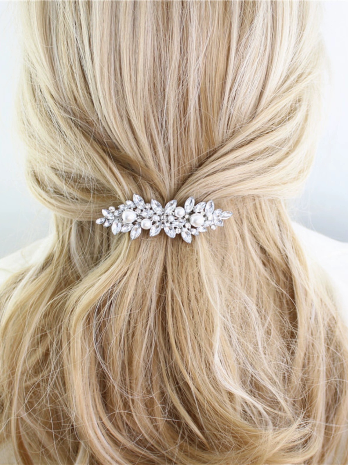 European and American cross-border exclusive supply of horse eye glass water diamond spring clips, back head hair accessories, headwear, pearl hair clips, factory wholesale pic 3