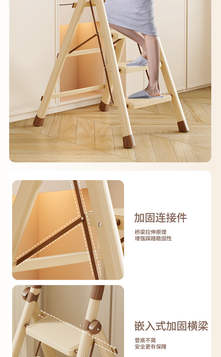梯子多功能碳钢伸缩室内折叠家用加厚晾衣架两用人字梯爬梯楼梯详情4