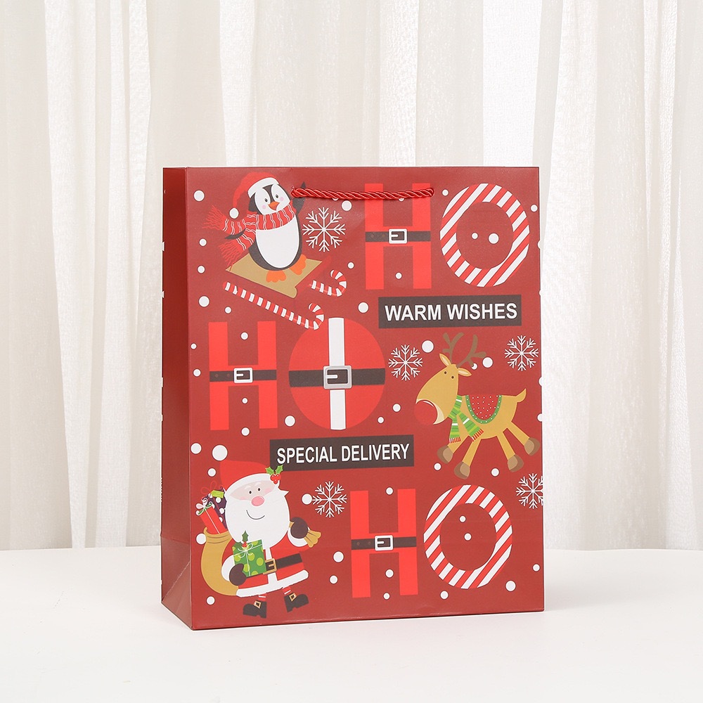 跨境圣诞礼品袋派对节日白卡包装袋创意字母印花礼物袋手提购物袋详情4