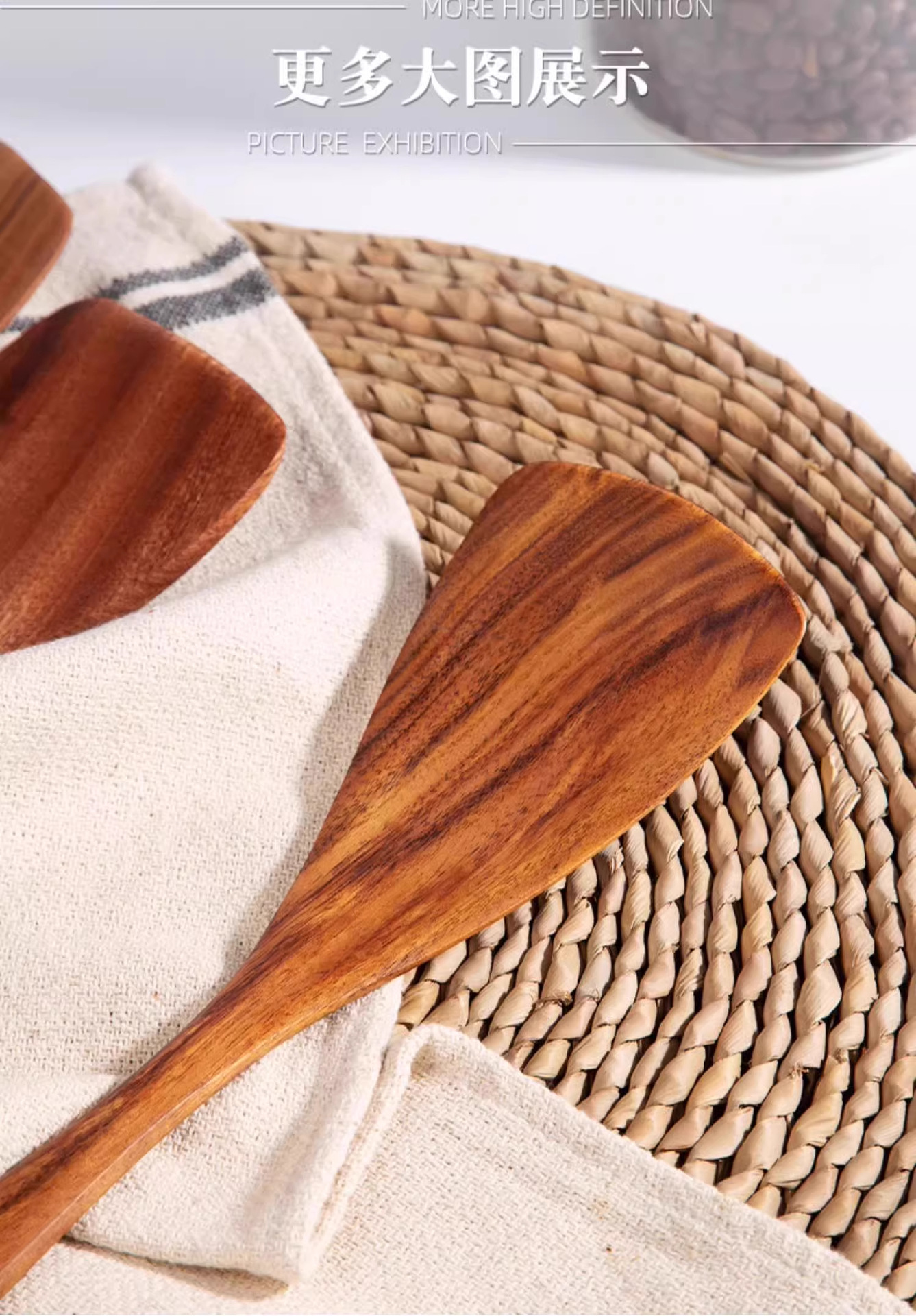 Sanchuang ebony wood spatulas, kitchenware, long-handled soup spoons, wooden spatulas, special wooden spatulas for non-stick pans, and small rice spoons pic 22