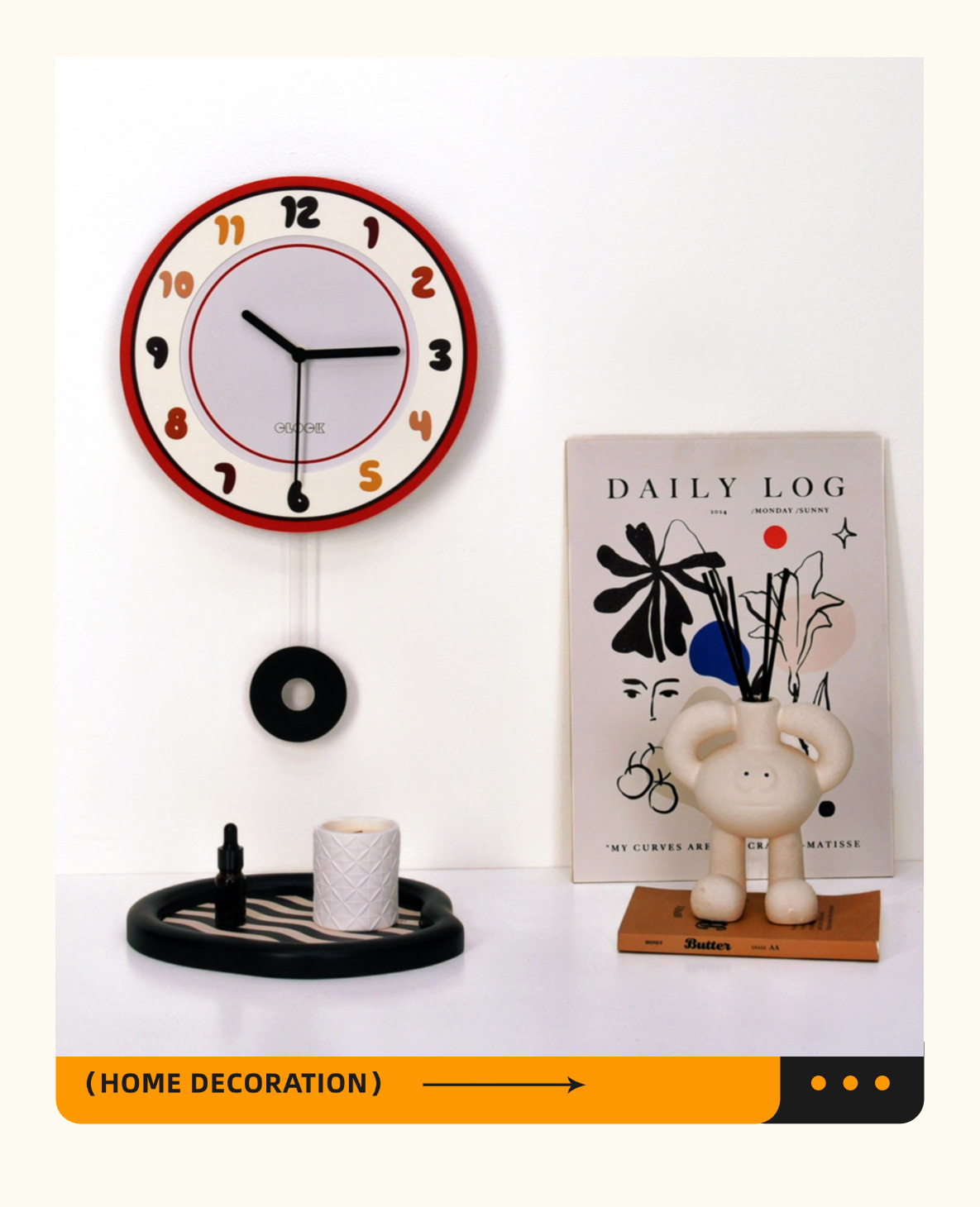 Dopamine cute, internet-famous, light luxury wall clock, hole-free clock, living room home fashion, 2025 new style creative wall pic 5