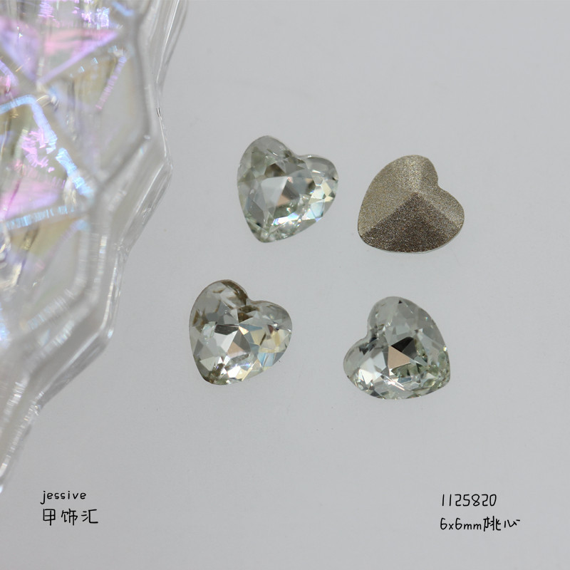 新款饰品K9淡粉蓝多切面尖底钻异形水晶歪心华子同款指甲饰品批发详情26