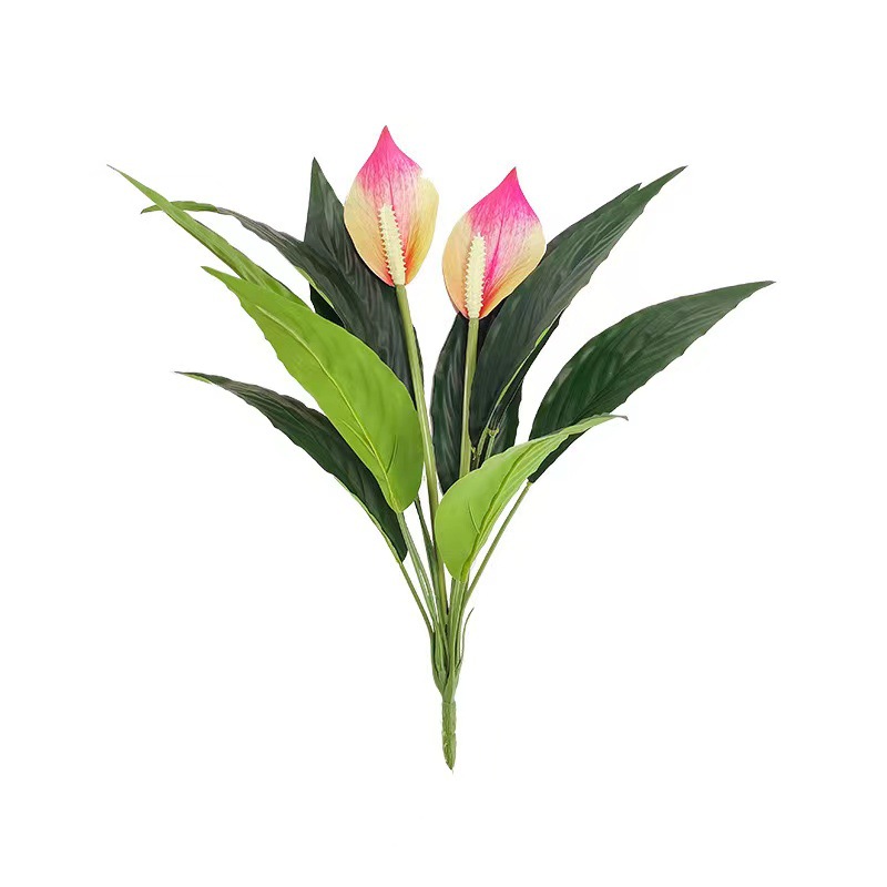 跨境仿真绿植一帆风顺红掌白掌3D打印假花家居装饰高档摆放盆景详情5