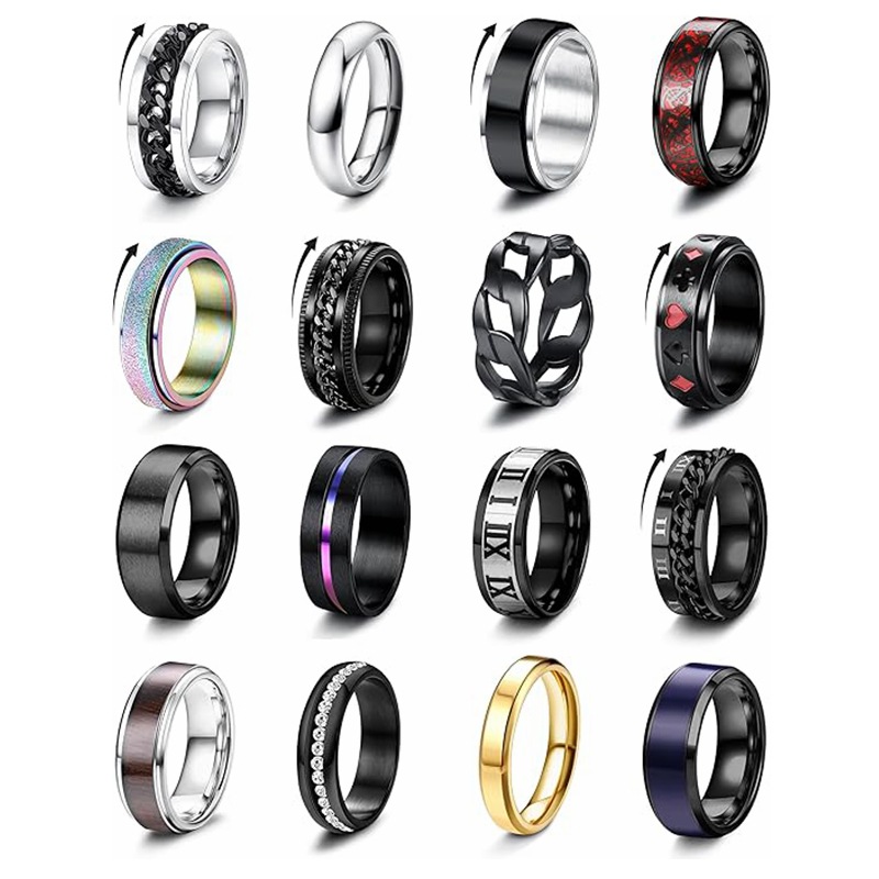 Wholesale of best-selling titanium steel rings, European and American fashion jewelry sets, and rotating stress-relieving rings for cross-border trade on Amazon pic 2