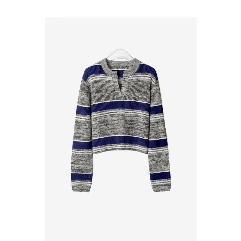 彩虹短袖后花园小香风宽松撞色套头v针织衫2026休闲百搭毛衣详情2