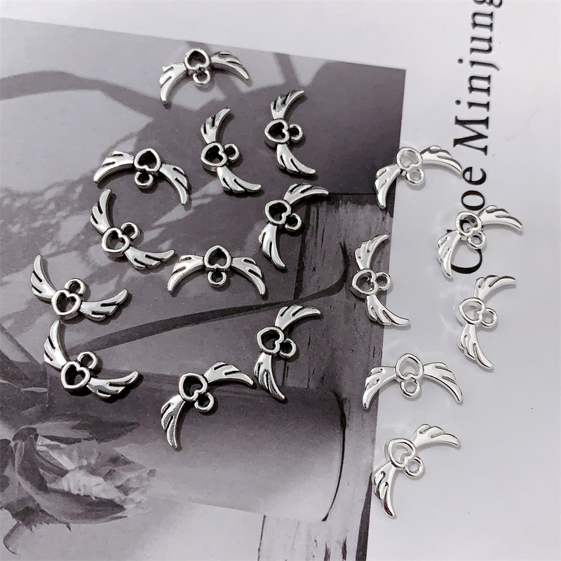 DIY zinc alloy jewelry accessories, heart-shaped wing pendants, simple style necklaces, bracelets, beaded tassels, pendant jewelry accessories pic 5