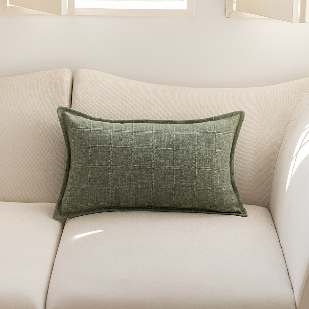 Cross-border minimalist style autumn and winter solid color polyester double-sided jacquard checkered home cushion Headboard sofa pillowcase pic 5