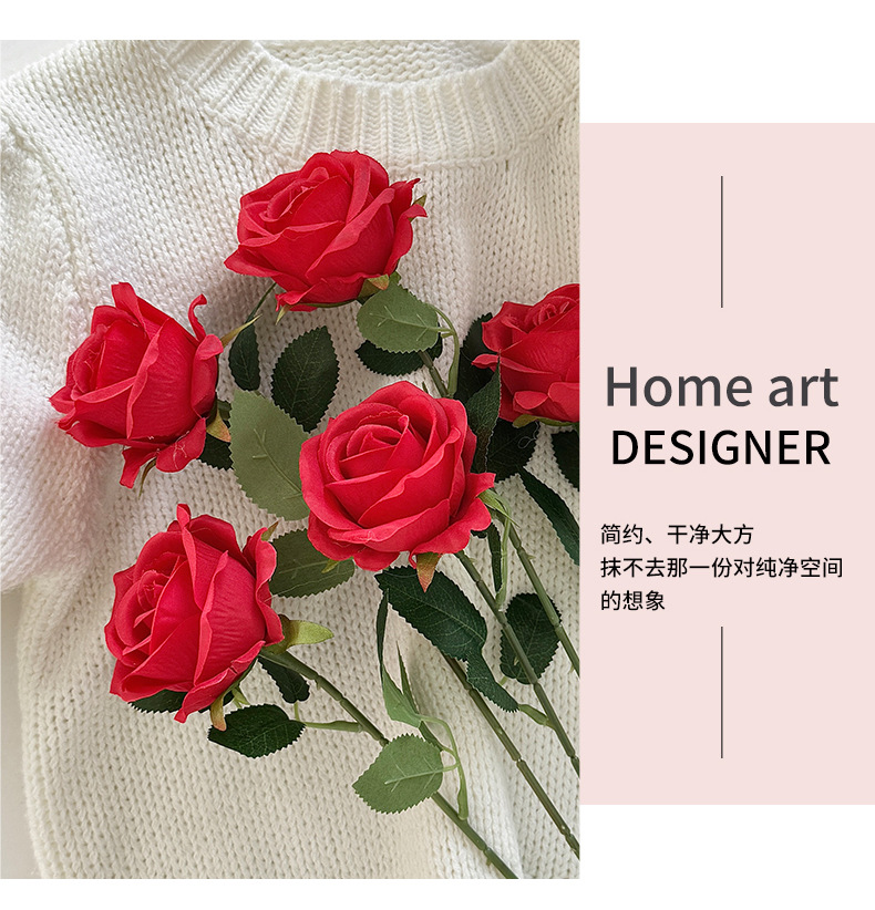 Artificial rose bouquets, single artificial flowers, home living room dining table ornaments, wedding hall flower arrangements, decorative flowers pic 10