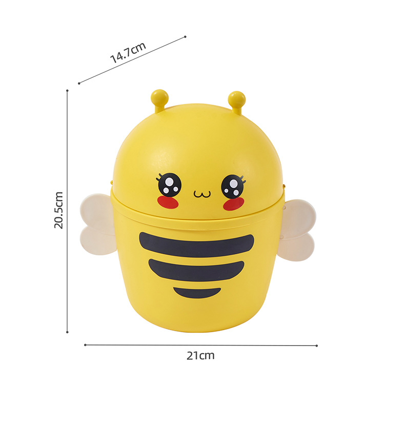 网红迷你垃圾桶 办公室翻盖收纳桶学生宿舍纸篓 小蜜蜂桌面垃圾桶详情4