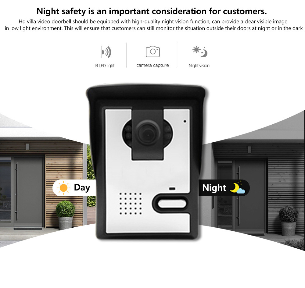 可视门铃对讲家用高清视频彩色小区别墅夜视红外智能门铃详情4