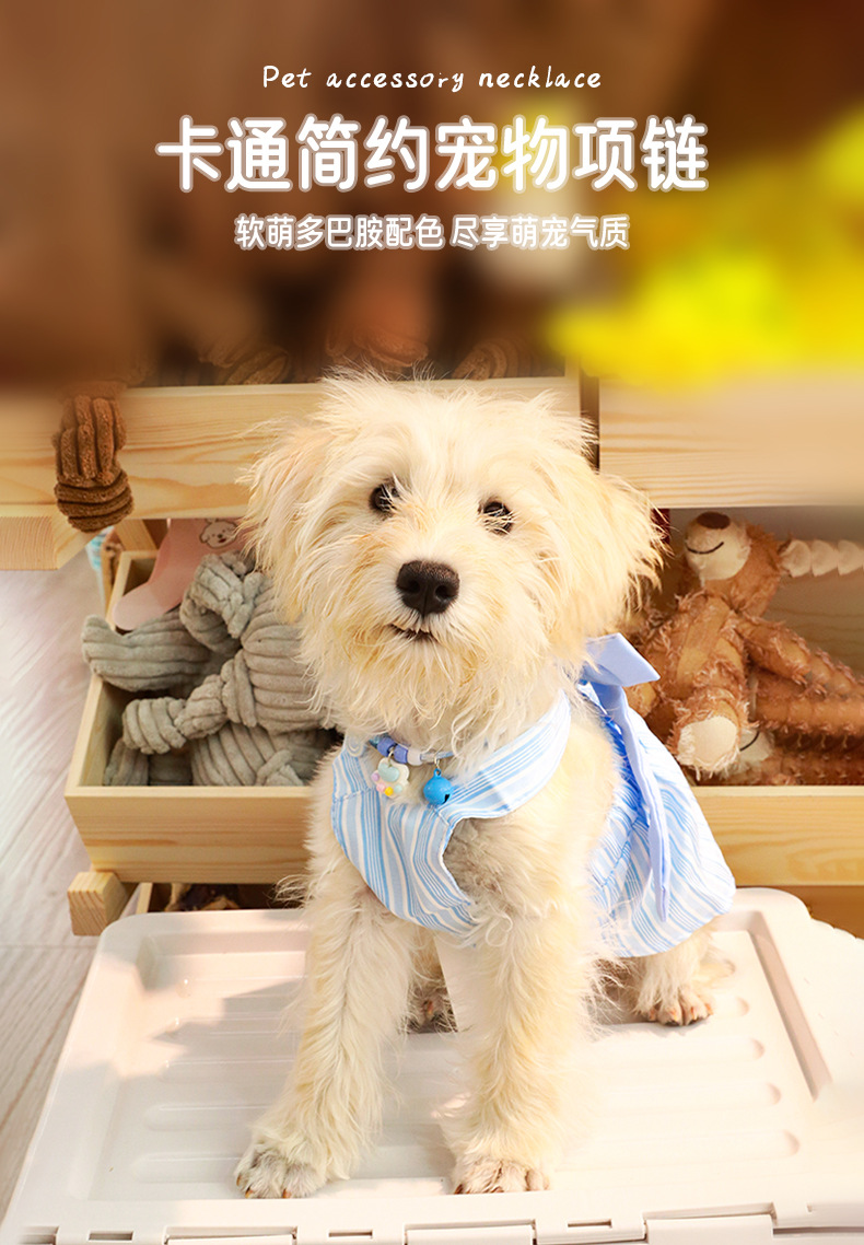 宠物项圈狗狗彩色铃铛编织颈圈小猫舒适安全扣宠物装饰手链饰品详情2
