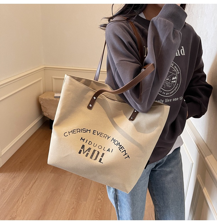 Large-capacity 2025 new style simple single-shoulder hand-carry cloth bag, college student class tote bag, versatile canvas bag for women pic 35