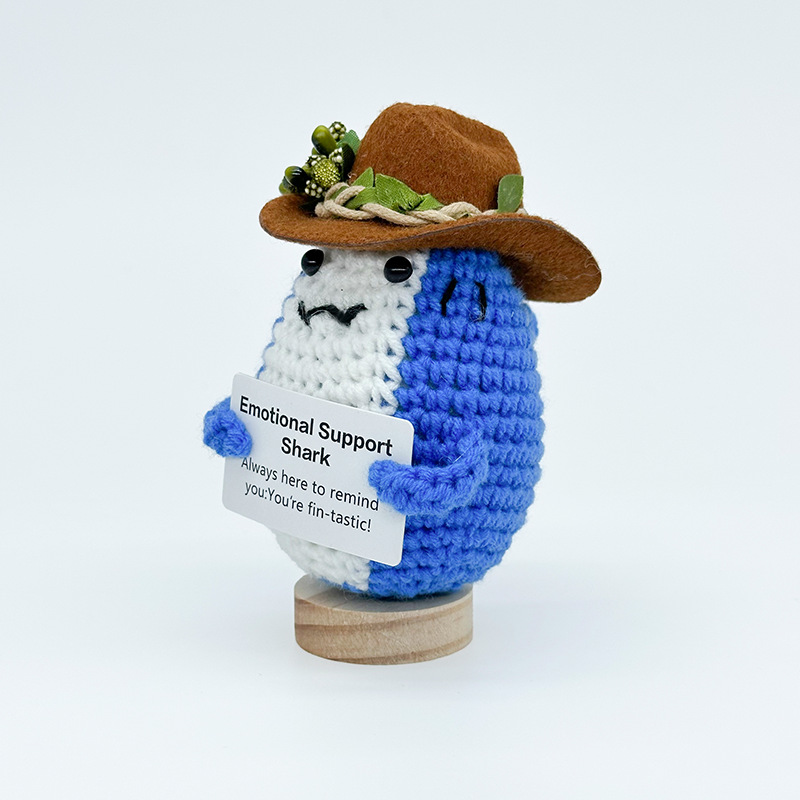 跨境爆款钩织牛仔帽玩偶情绪玩偶纯手工励志抱卡玩偶系列精美礼品详情9