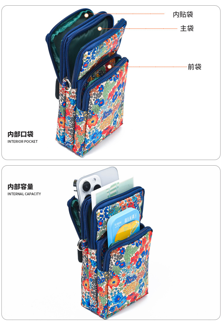 中年妈妈手机包手腕斜挎迷你小包包夏天百搭帆布包竖款零钱包便携详情19