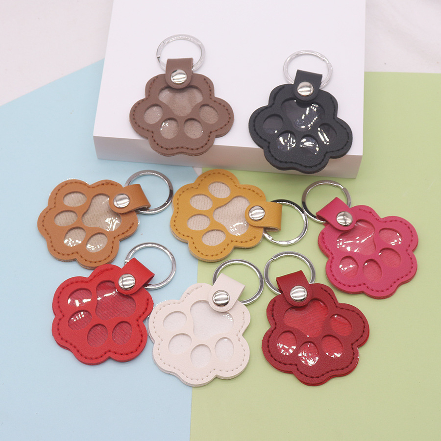Paw print cat commemorative plate, popular pet dog hair portable keychain pendant, PU hair tag storage bag for pets pic 6
