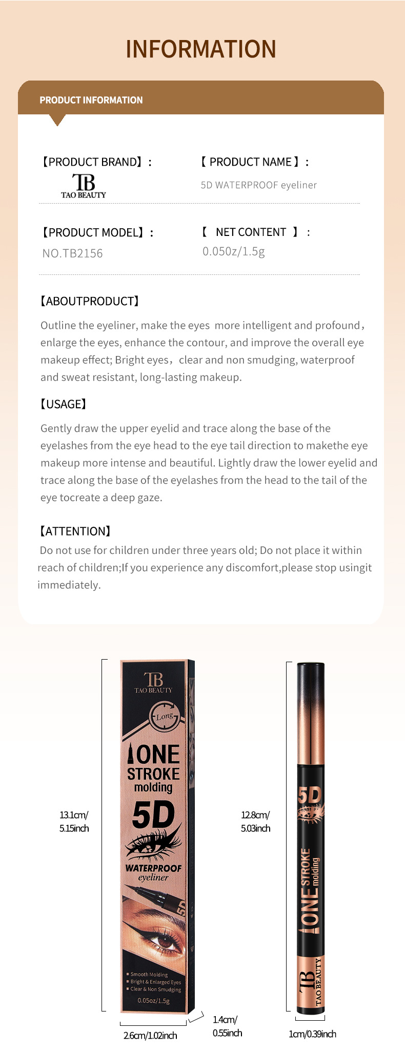 【 Cross-border Exclusive Supply 】 Wholesale of Tao Beauty 5D Eyeliner Pen Quick-drying Waterproof and Sweat-proof Ultra-Fine Eye Drop Pen pic 12