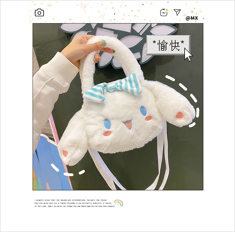 Japanese-style Instagram cute puppy cartoon plush bag, Korean-style soft girl single-shoulder crossbody bag, furry handbag pic 5
