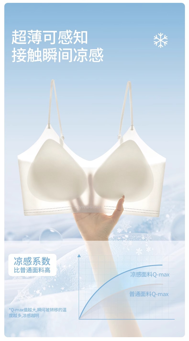 Grass Camellia ultra-thin, cool and seamless lingerie for women without steel rims, comfortable and breathable, and a vest-style beautiful back bra pic 2