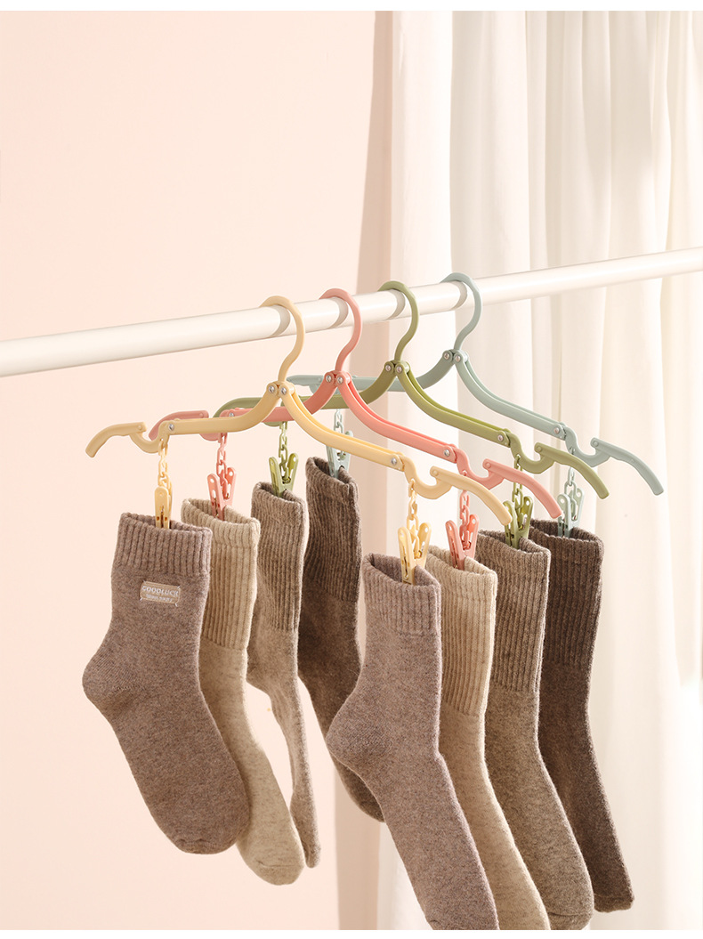 旅行折叠衣架出差酒店旅游出行多用途小巧晾晒衣架便携带袜子夹子详情15