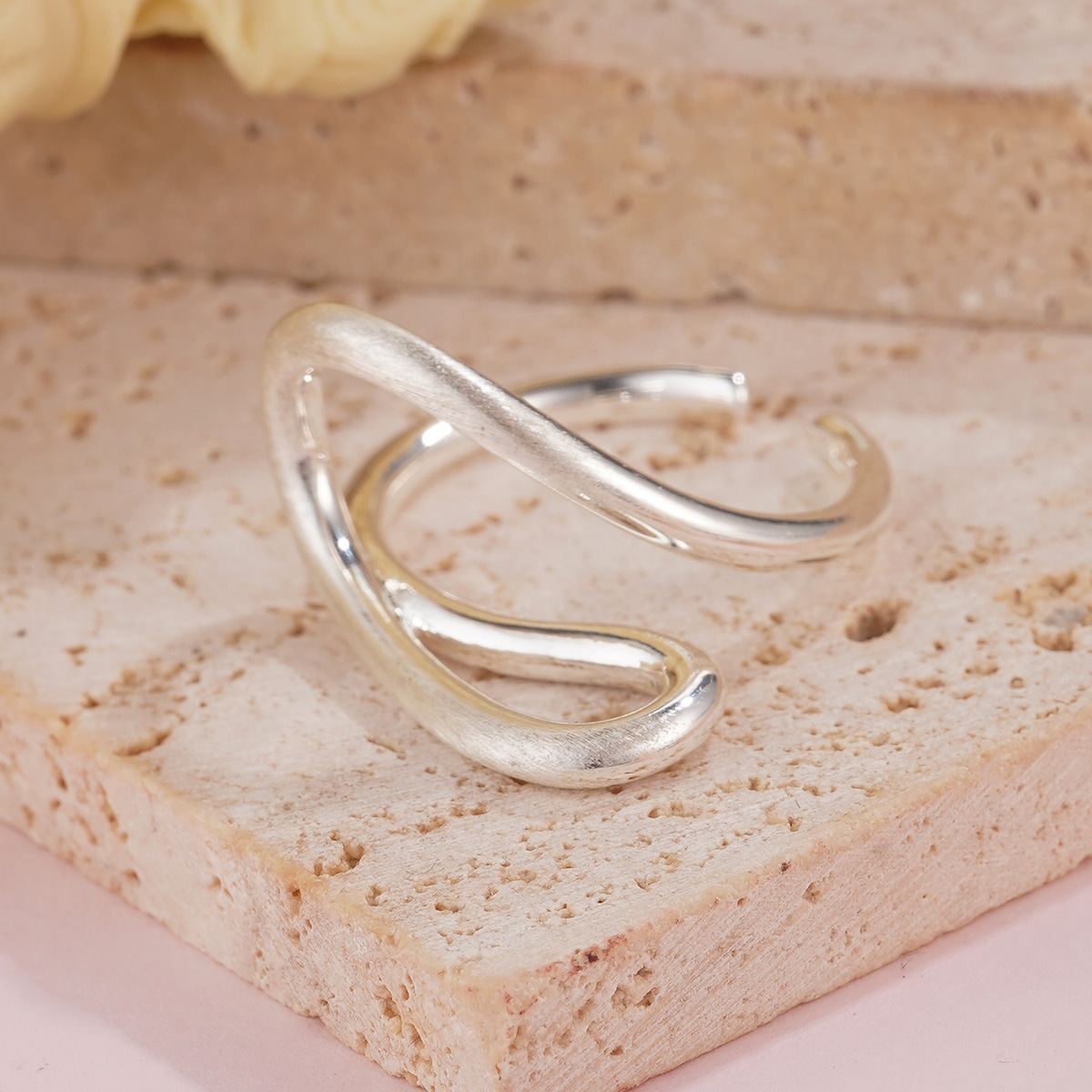 简约金属电镀跨境花朵时尚流苏耳环拉丝金银戒指夸张设计长款耳饰详情19