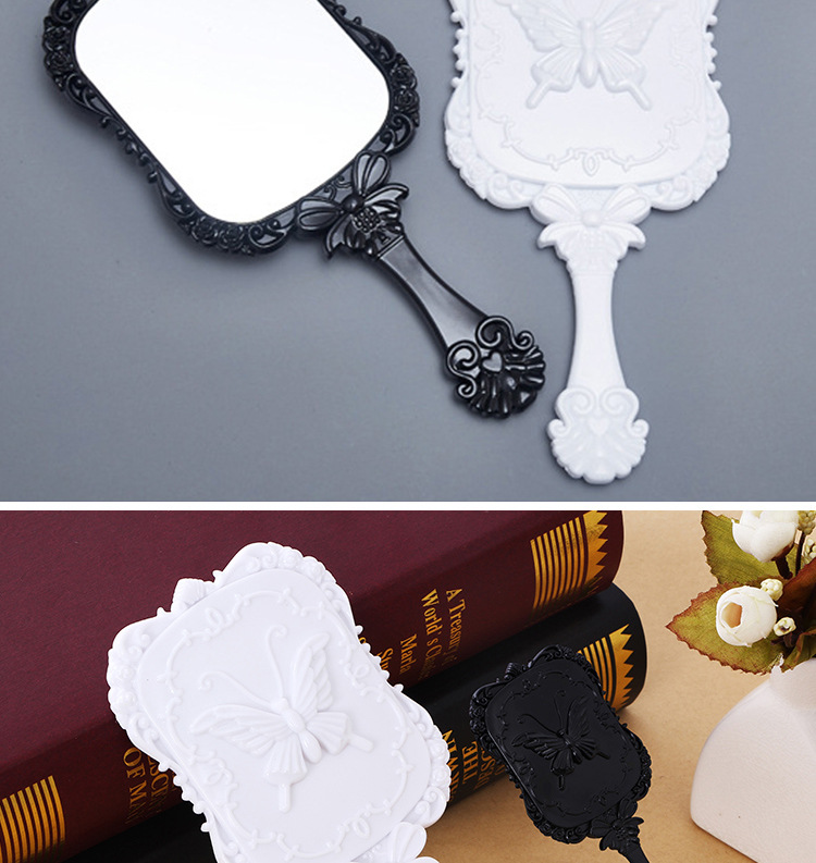 厂家直供塑料蝴蝶花纹小镜子便携方形手柄化妆镜小礼品LOGO批发详情19