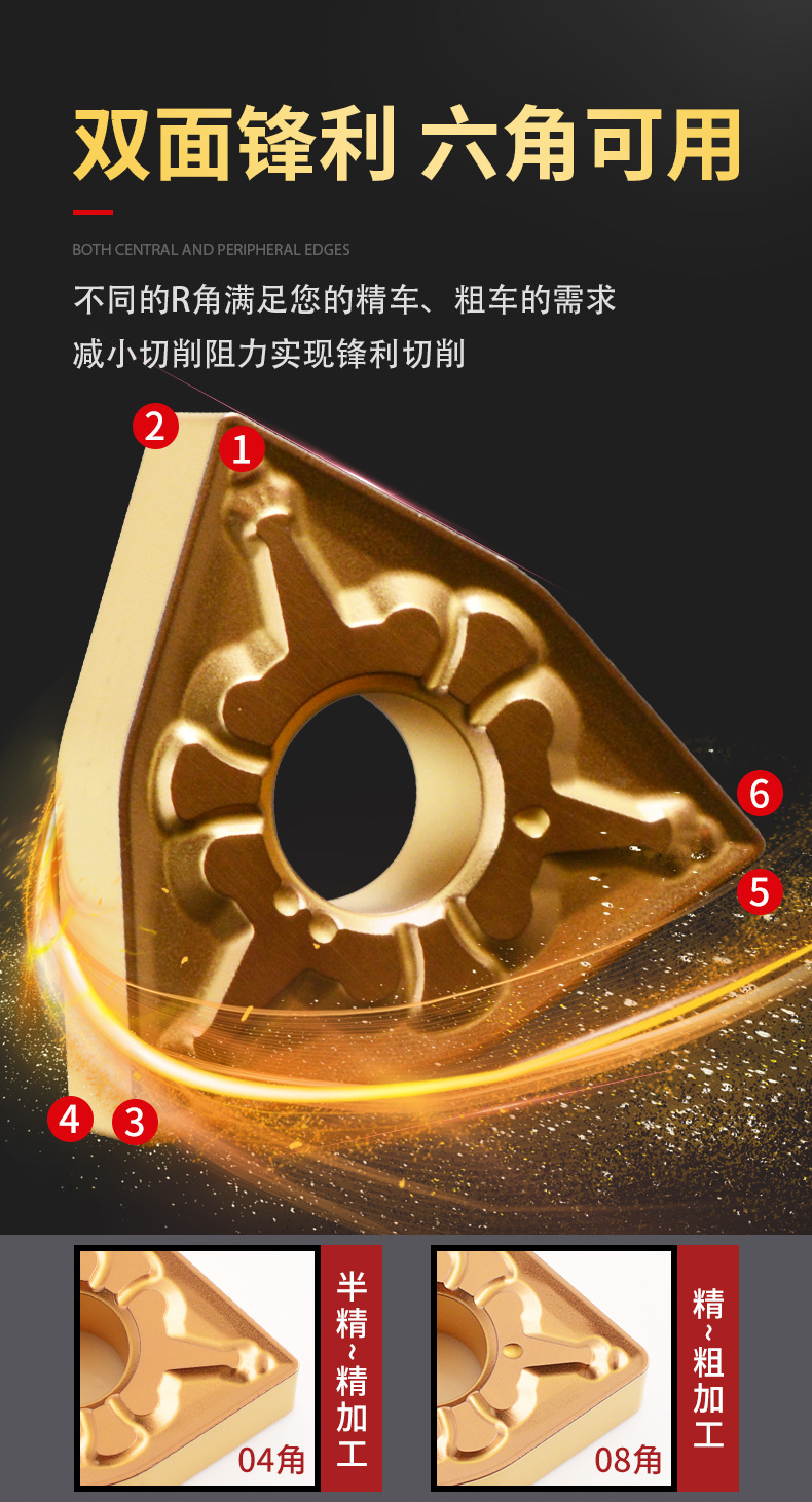 桃形数控车刀片WNMG080404/08车床不锈钢件外圆刀头cnc桃型车刀粒详情4