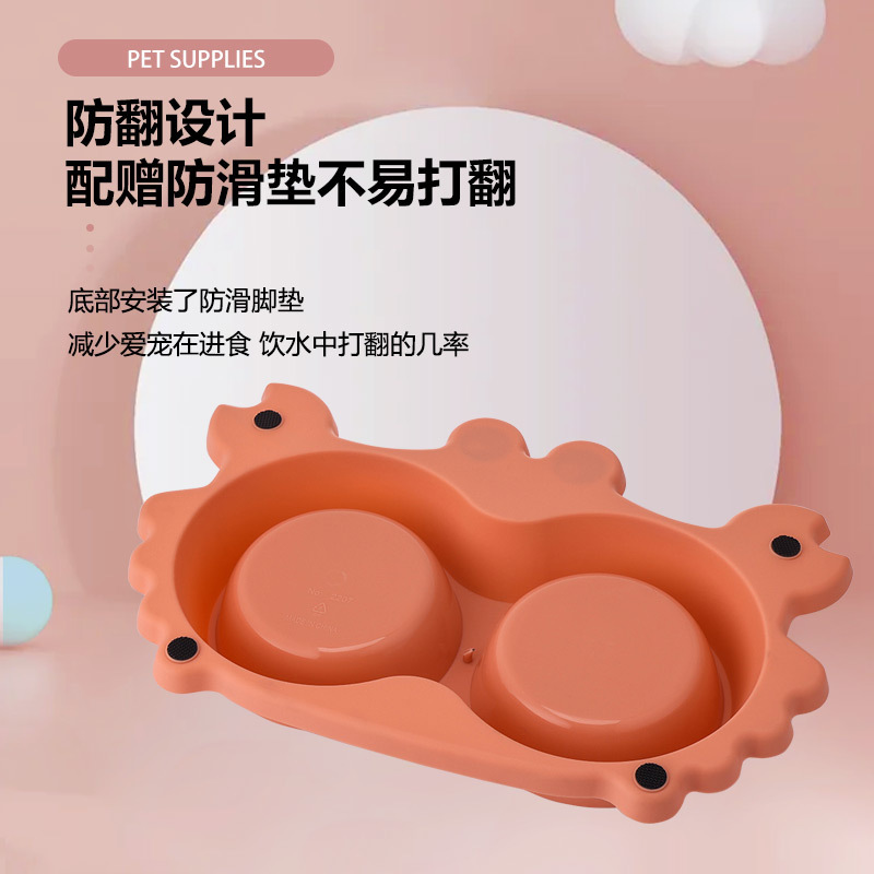 新跨境批发小螃蟹款宠物双碗一体防打翻猫碗狗碗宠物慢食碗宠物碗详情3
