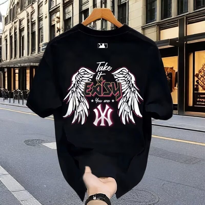 National trendy summer 2025 camiseta de manga corta hombre estampado cuello redondo cuerpo adolescente legging suelto camiseta pic 39