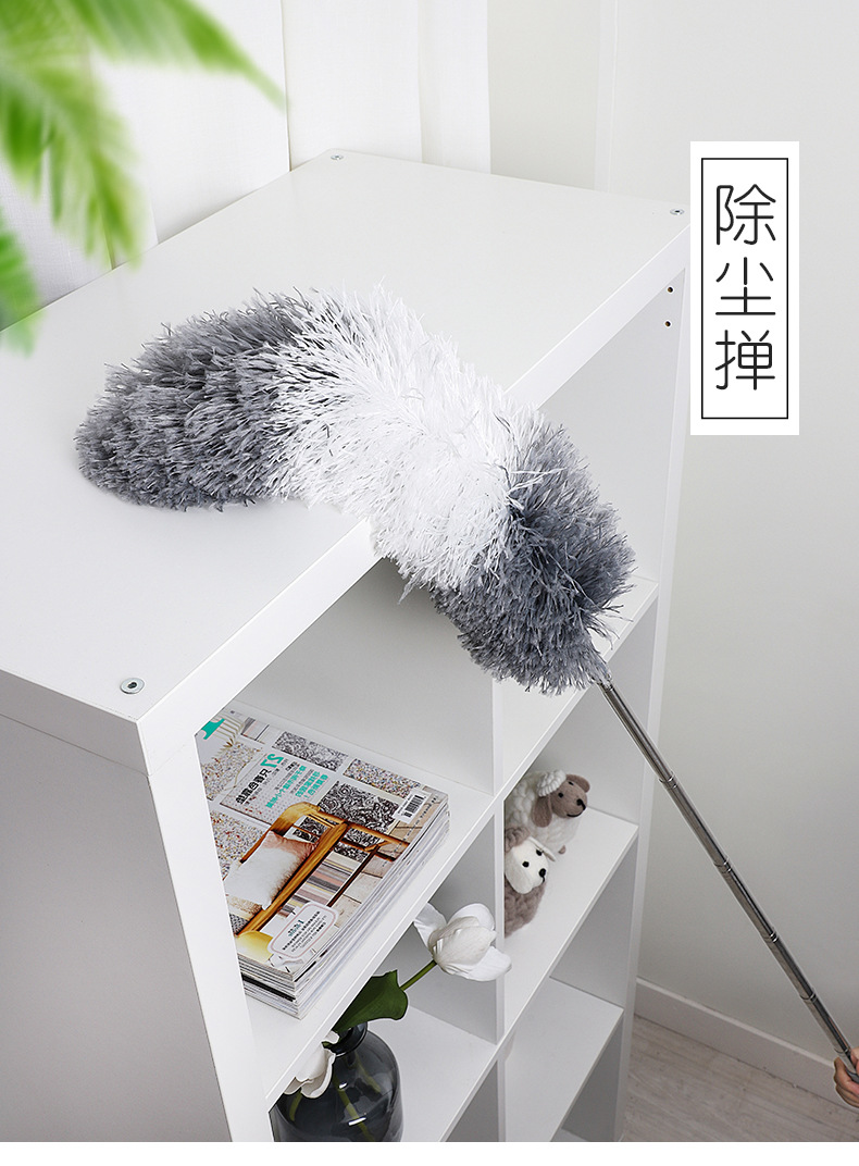 Cross-border bestseller fiber feather duster crevice cleaning wonder, retractable chicken feather Zen, retractable dust duster pic 2