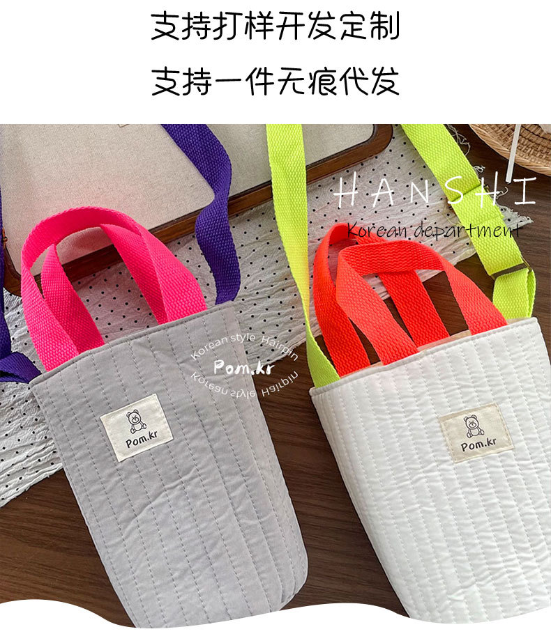 新款韩系宝宝出门水桶包ins手提单肩斜挎包简约便携收纳外出包包详情2