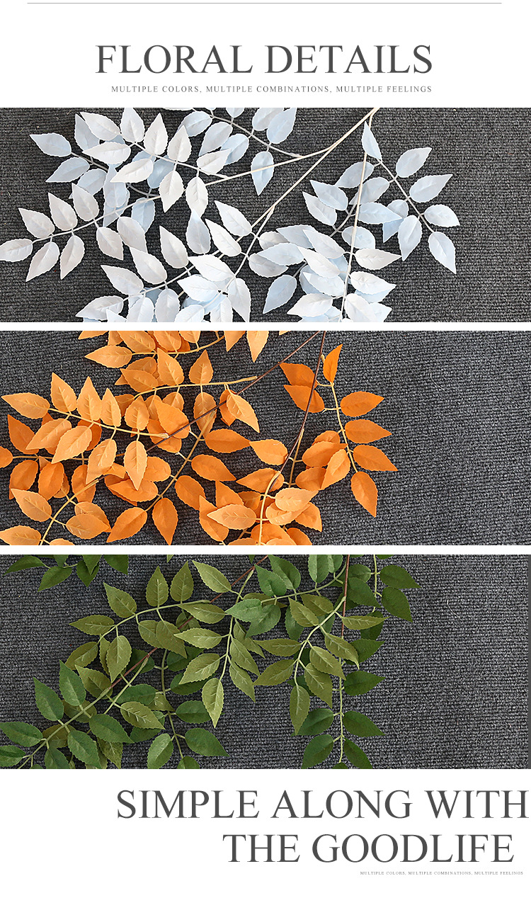 仿真凌霄叶绿植婚庆软装榕树叶绢花森系花排办公文化园艺装饰品详情4