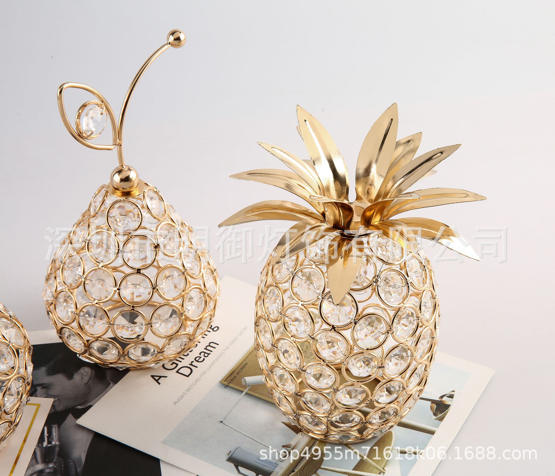 2022网红款欧式创意水晶工艺品苹果雪梨菠萝造型家居装饰摆件直销详情10