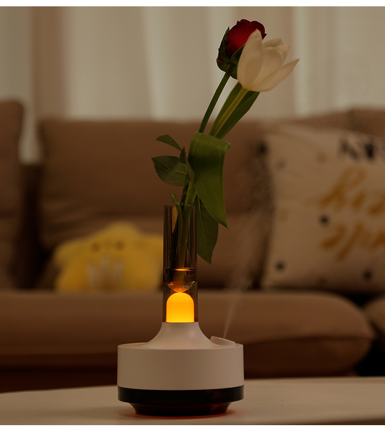 New rose aroma diffuser, seven-color ambient light, household small USB vase, air humidifier and water replenishment device pic 12