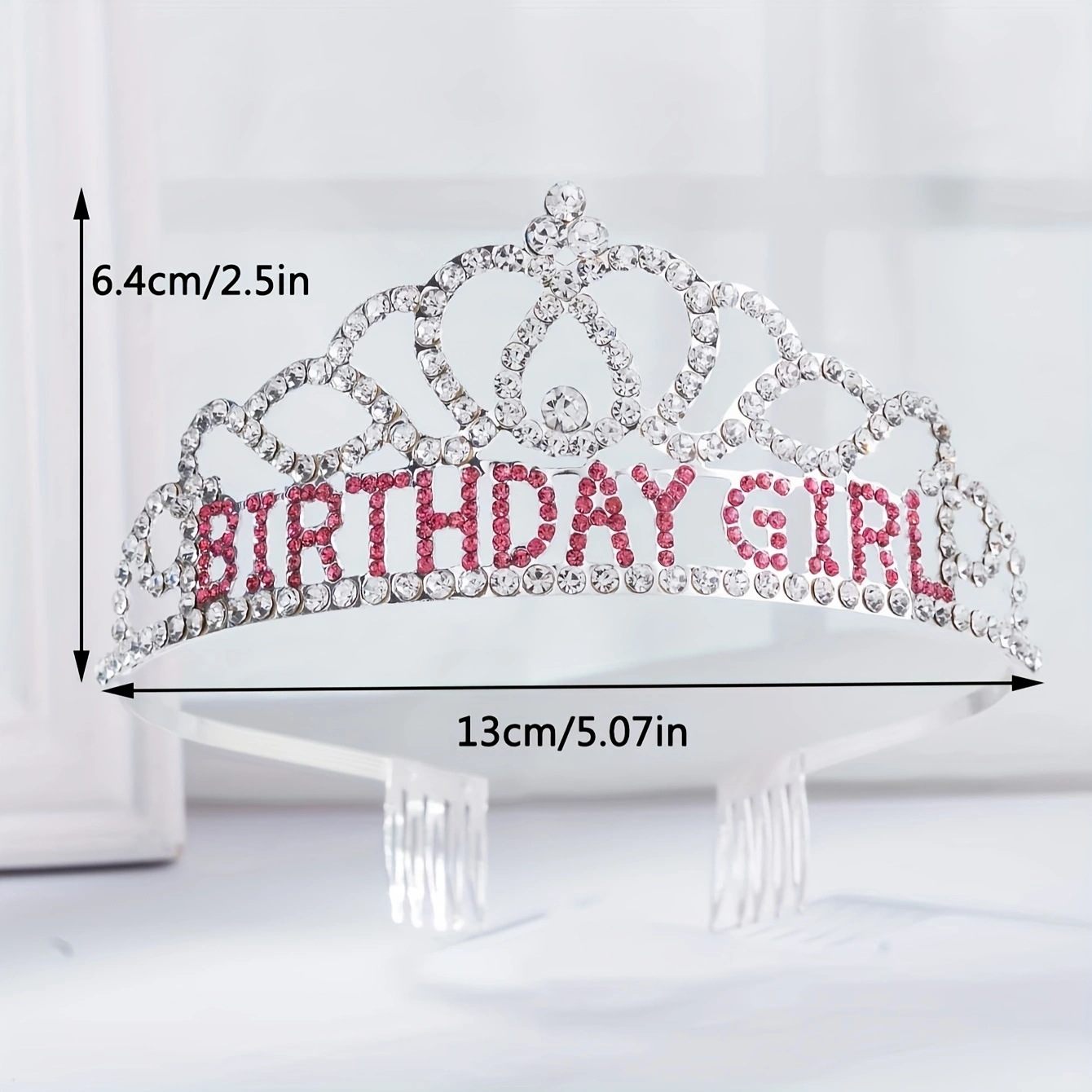 Factory direct sales cross-border crown headwear supply BIRTHDAY GIRL English letter water diamond birthday girl Crown party headwear pic 4