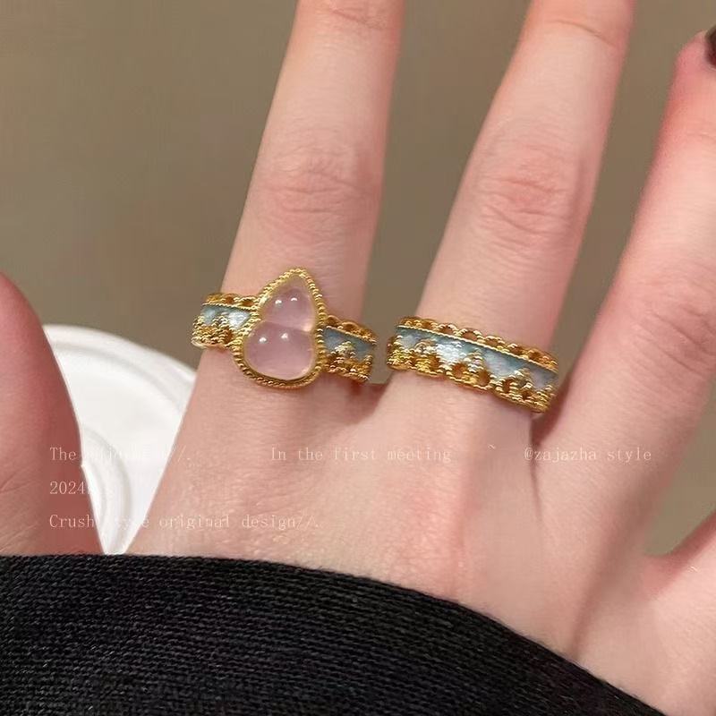 国风新中式滴釉蕾丝花边葫芦戒指女小众感食指戒气质国风指环详情3