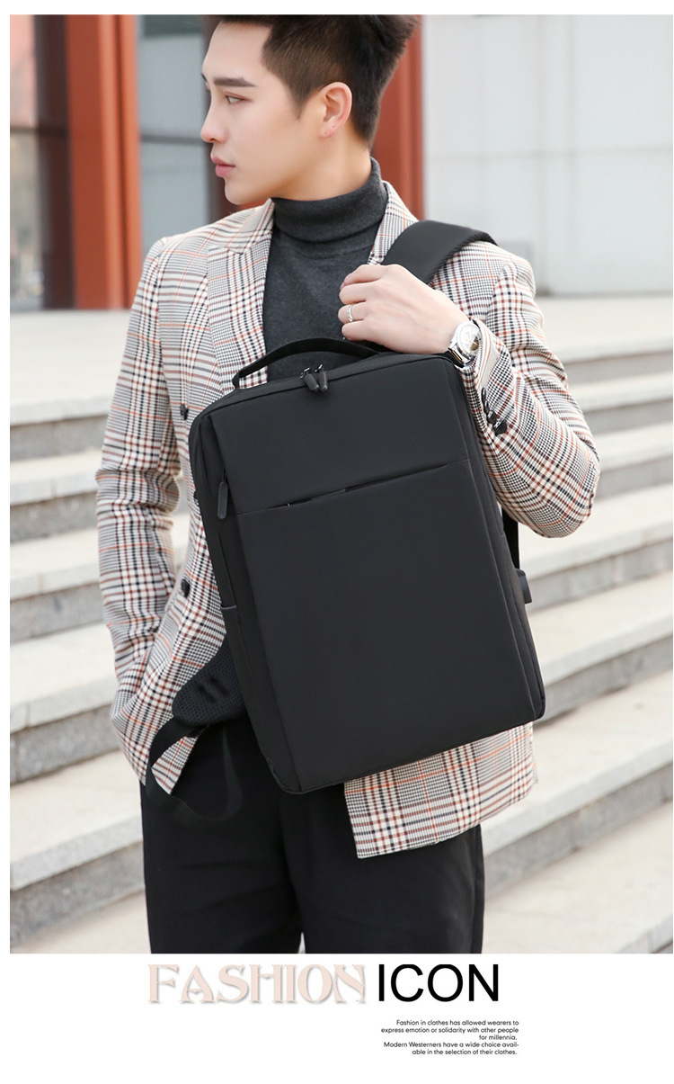 跨境大容量17寸双肩电脑包可定制高级感商务通勤旅行背包电脑包详情5