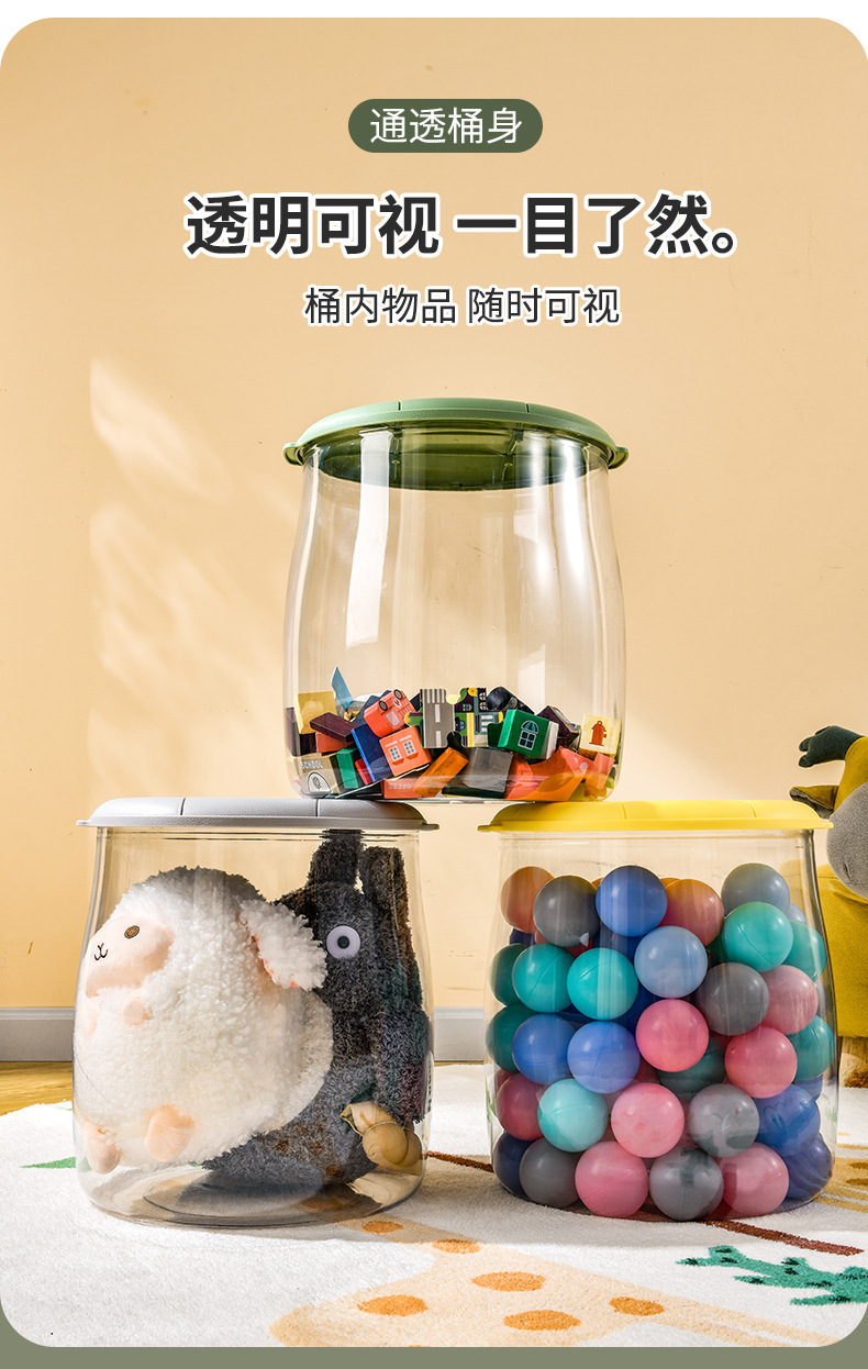 塑料透明多功能儿童玩具玩偶收纳凳带盖客厅换鞋凳储物公仔收纳桶详情8