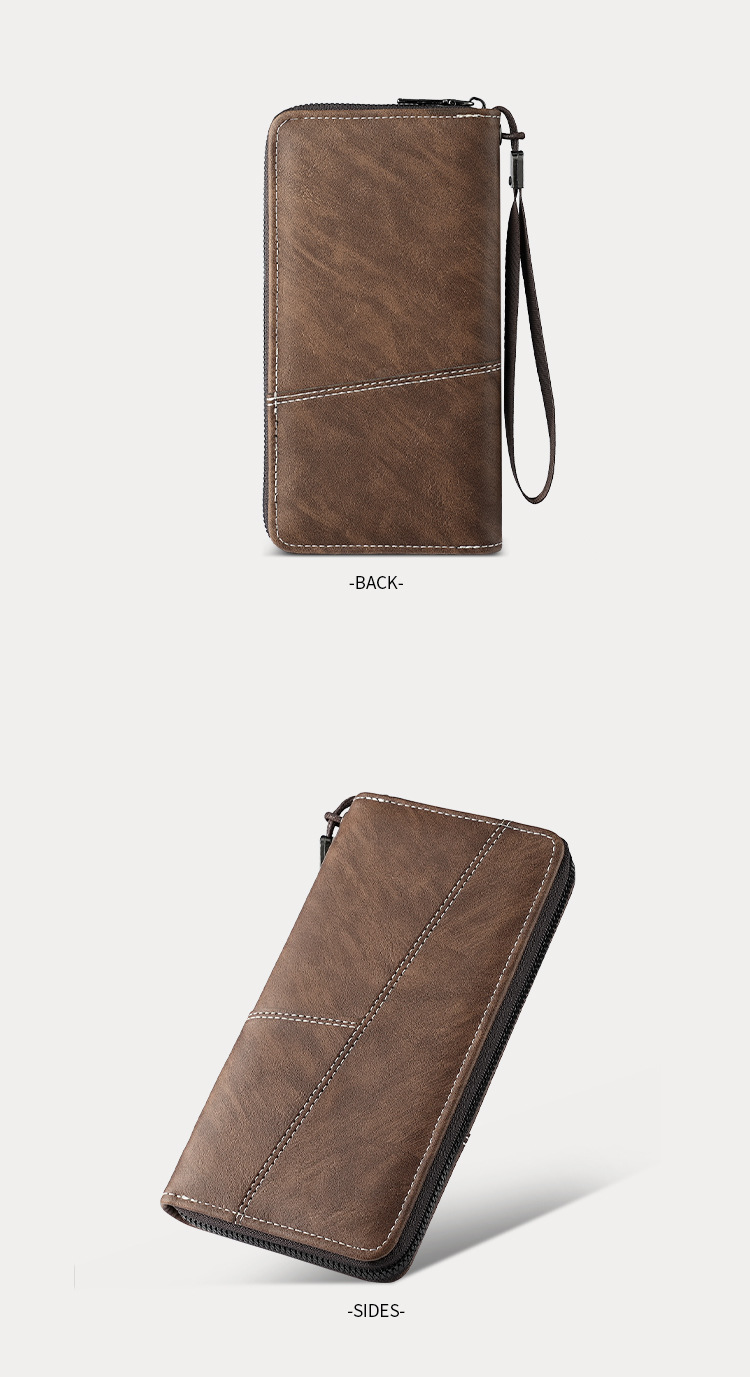 厂家批发男士钱包长款手机包多卡位大容量拉链皮夹便携卡包男钱夹详情11