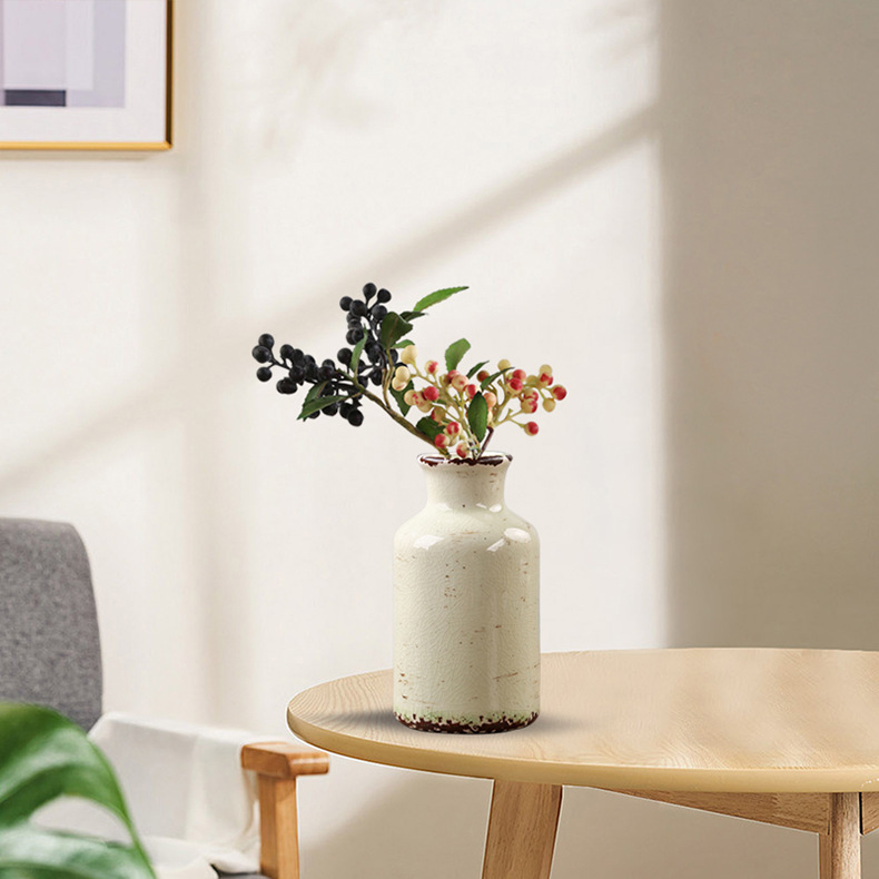 2025 Cross-border Rural Ice-Crack Ceramic Vase in Gray, Blue and Green 3-piece Set Bohemian Retro Home Decoration Farmhouse Vase pic 14