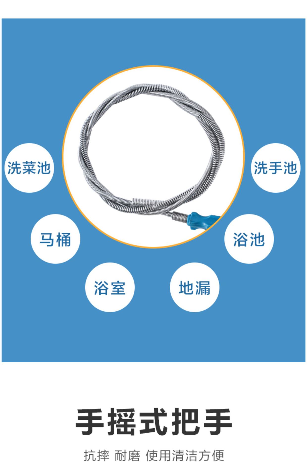 通下水道疏通器管道马桶厕所地漏厨房家用多功能神器手摇堵塞工具详情4