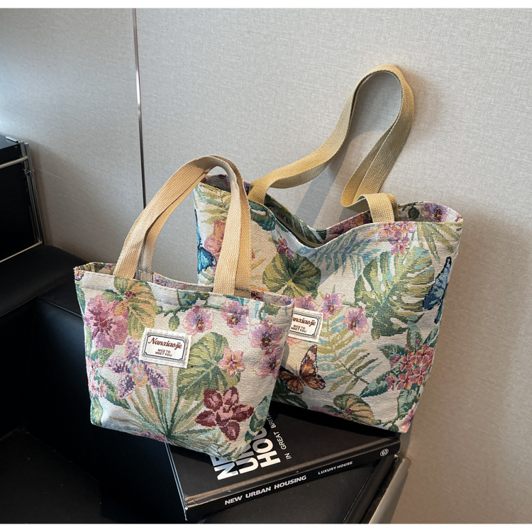 大容量国潮风帆布包包女2025新款通勤托特包女ins大学生上课单肩包详情12