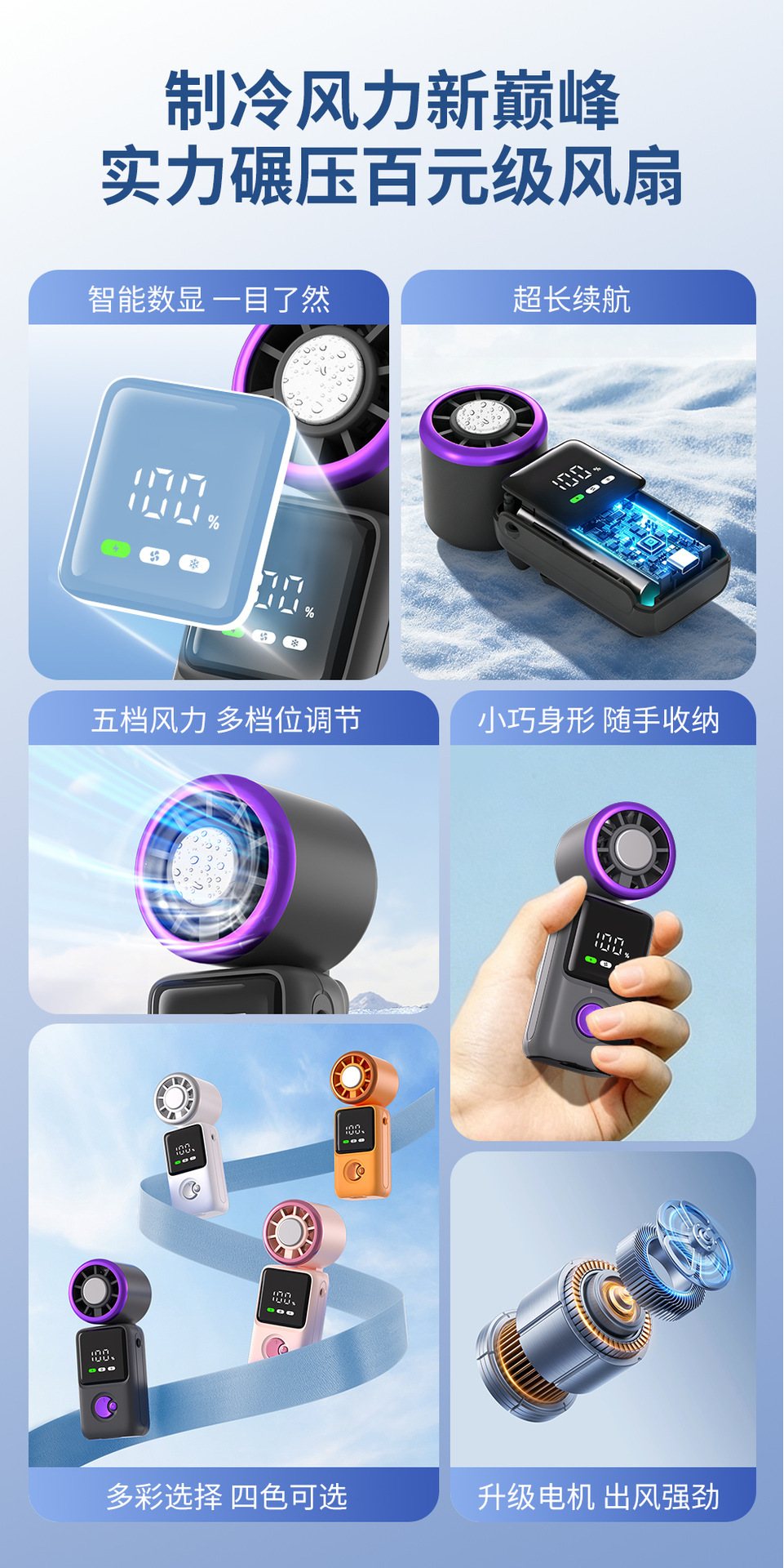 跨境新款便携式学生上班手持迷你冰敷小风扇高速涡轮半导体制冷风详情11