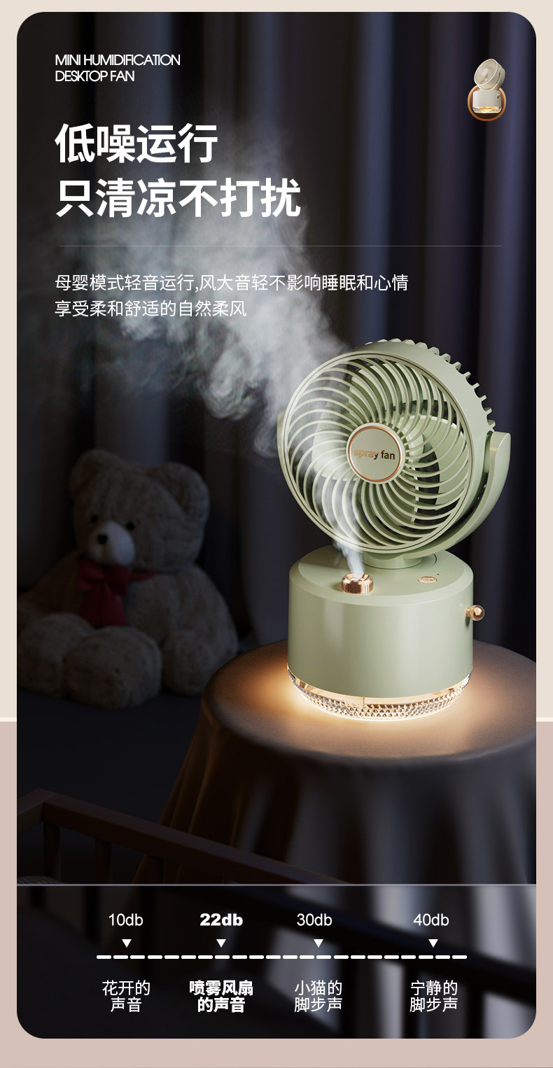 2025新款摇头USB迷你便捷桌面小风扇办公室宿舍加湿水冷喷雾风扇详情20