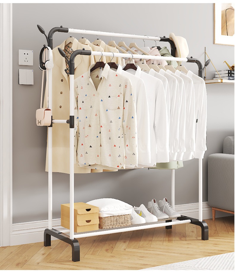 简易收纳衣帽架落地卧室客厅简易挂衣服架立式阳台晾被晾衣架批发详情12